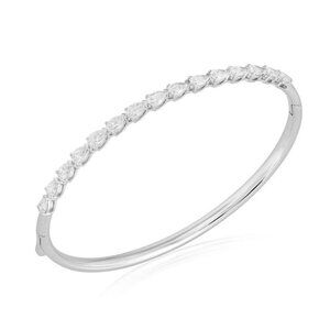 Pear Cut Diamond 18K White Gold Cluster Bangle Bracelet